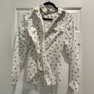 Nautica White Shirt with Navy Anchor Print